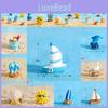 Charming Resin Surfboard Sailboat Seagull Seashell Beach Decor Miniatures Modern