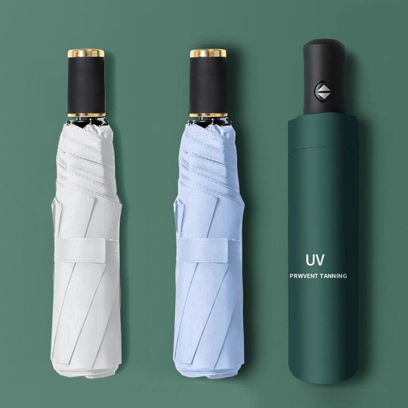 Зонт Зонт Складной Улучшенный Солнцезащитный Зонт Виниловый Трехсекционный Солнечный Зонт Двойного Назначения от Солнца и Дождя Большой Автоматический Зонт