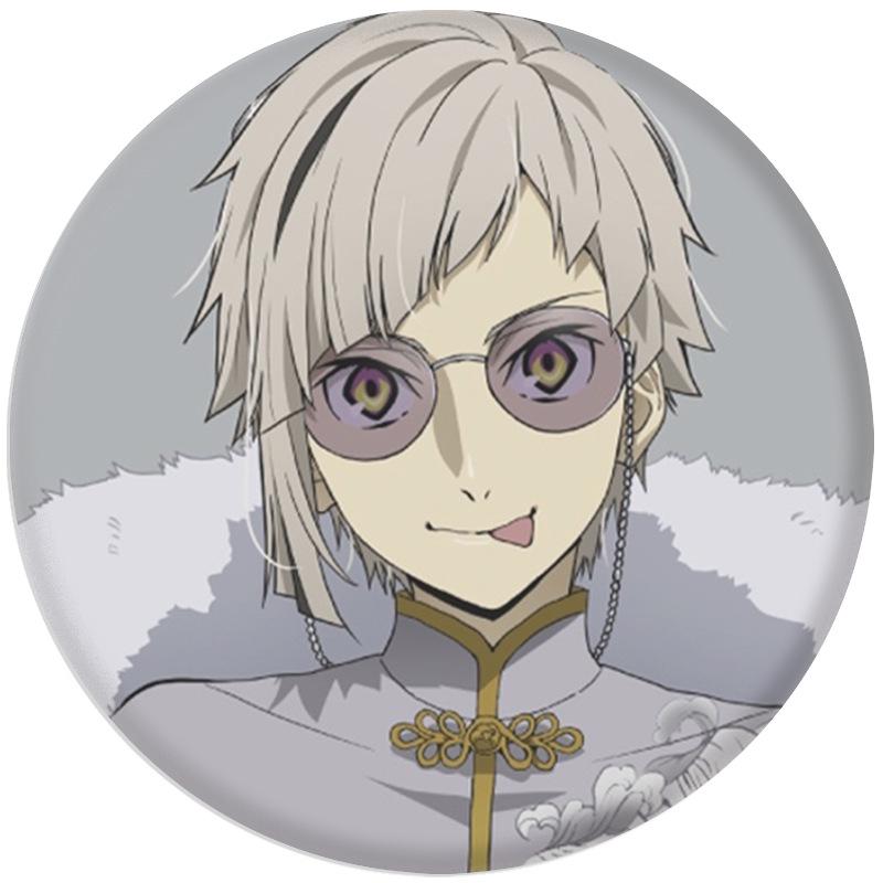 Брелок для ключей Bungo Stray Dogs: Значок, Зеркальце, Подвеска-шарм Дадзай Осаму и Накахара Чуя.