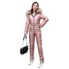 Outdoor skiing one-piece cotton-padded women's big fur collar glossy thickened cotton-padded winter clothing multi-color one piece supply