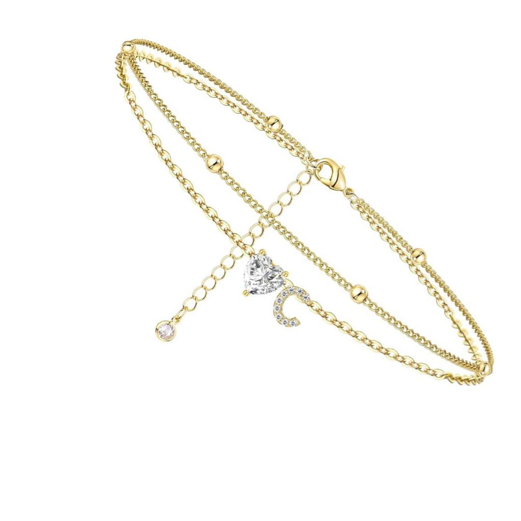 Инициал Сердце Ножной браслет Сердце Буква Ножной браслет Персонализированная монограмма Ножной браслет1 шт