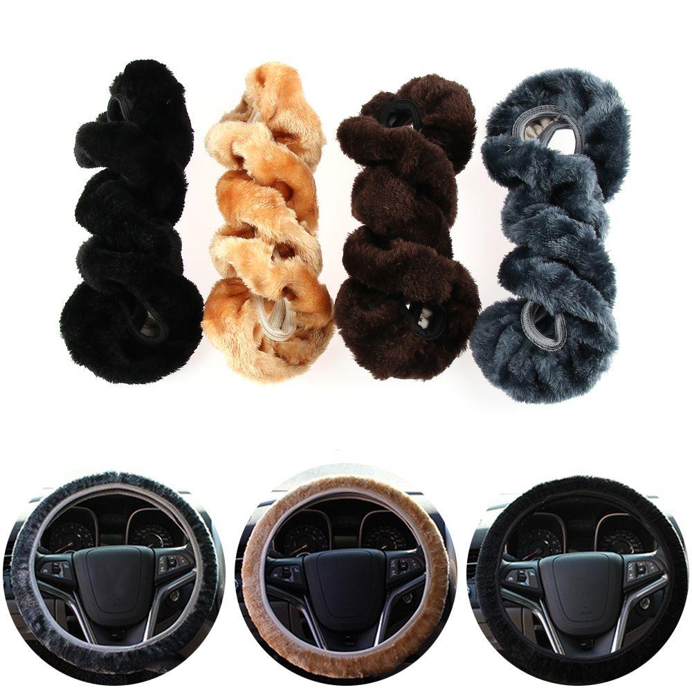 1Pc DIY Car Accessory Warm Furry Super Thick Steering Wheel Cover Protector Soft Plush