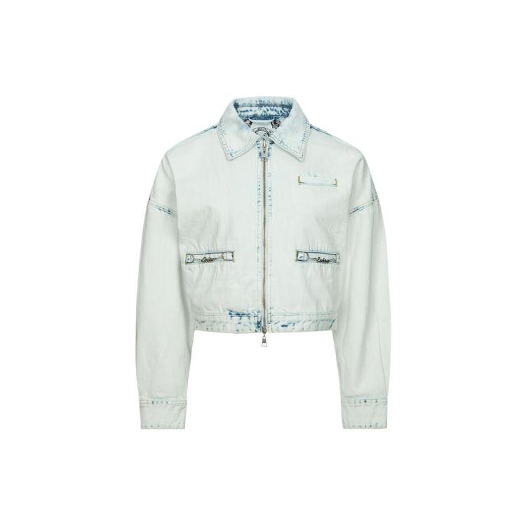 Evisu SS24 Модная джинсовая куртка с цветочным принтом и нашивкой с логотипом для женщин, джинсово-синяя 2ESHTW4DJ4056FFDN