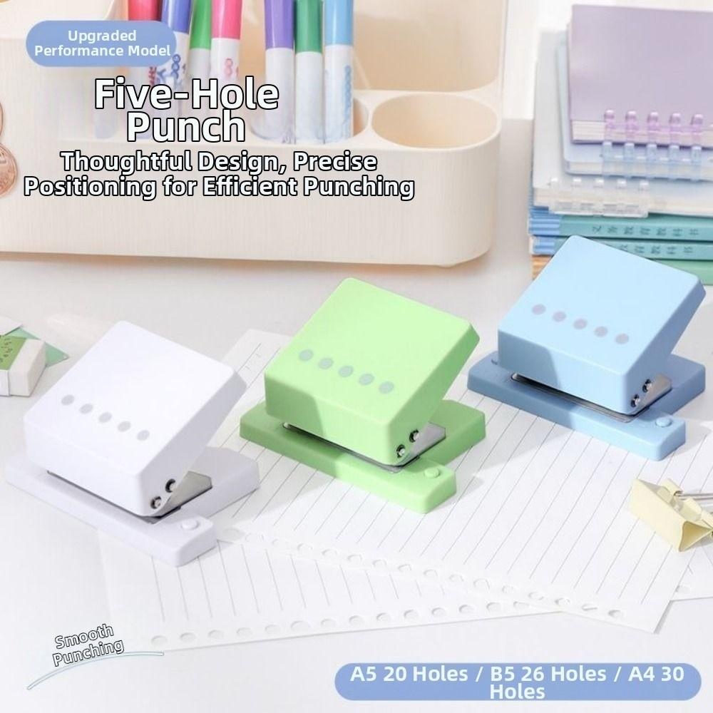 Handheld 5 Hole Punching Machine Anti Slip Loose Leaf Book Page Stitcher 5 Hole Puncher Notebooks