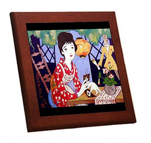 Takehisa Yumeji's "Yumeji Style Beauty Paintings" Wooden Framed Photo Tile (Japanese Masterpiece Series)