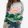 Autumn Winter Beautiful Fashionable Colorful Flowers Printing Long Sleeved Comfortable Casual Loose Plus Size Women's Pullover