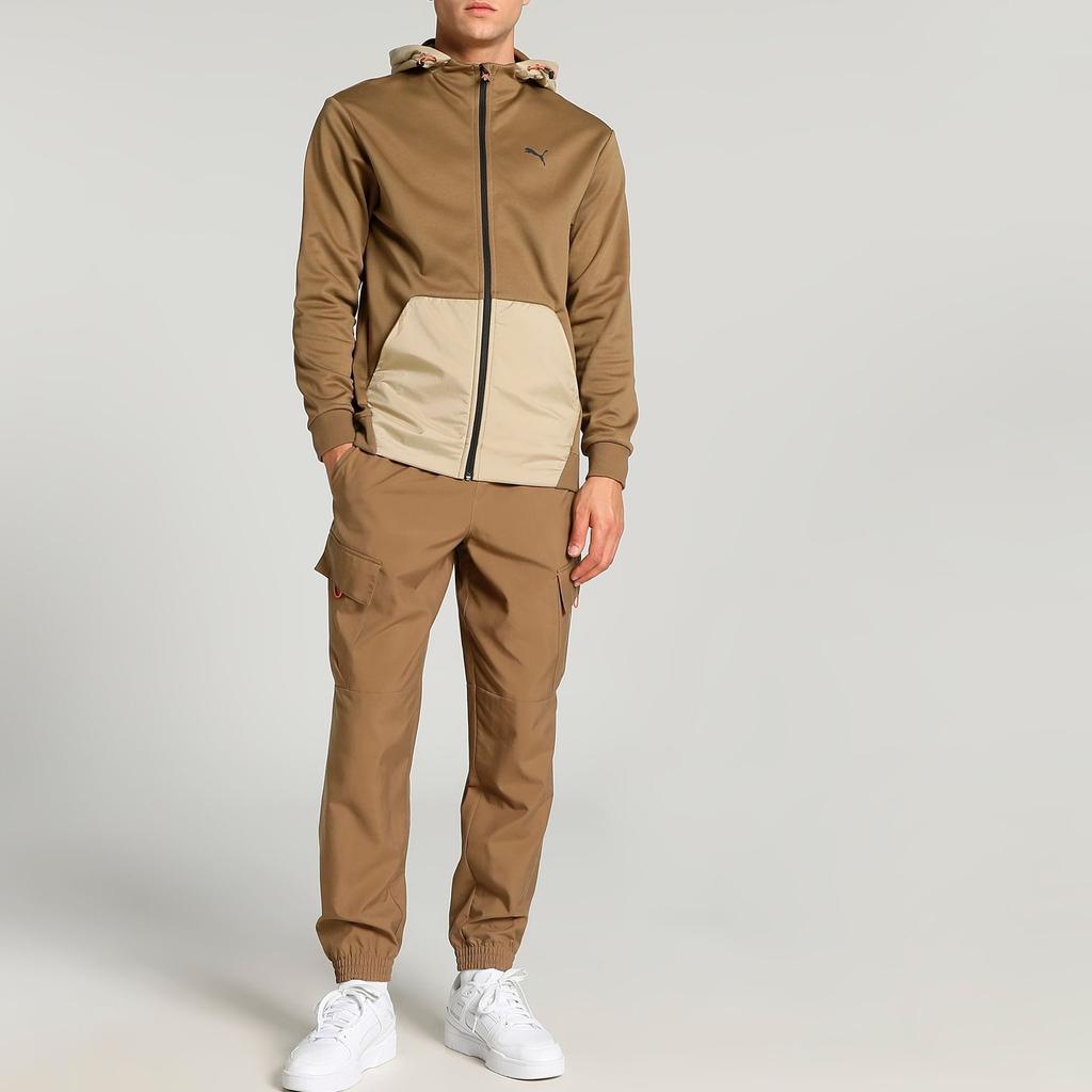 Puma Худи на молнии Open Road, цветной блок, повседневная толстовка с длинным рукавом, мужские худи, коричневый 675897-93