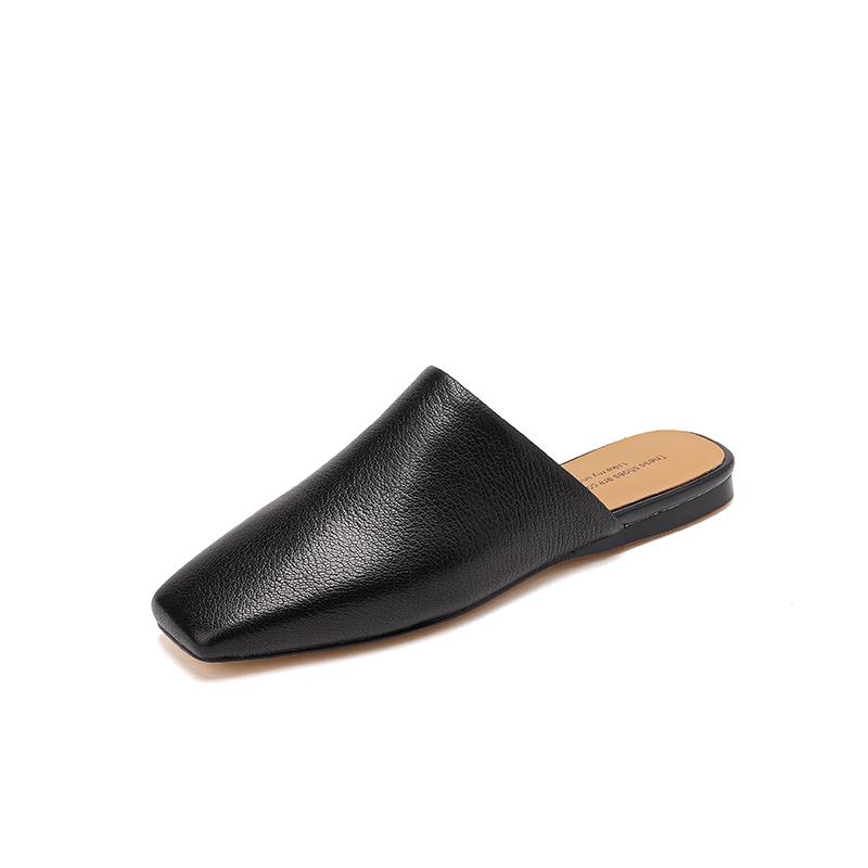 Мода 2025 Лето Женская обувь Квадратный носок Балетки Шлепанцы Модная обувь из коровьей кожи для женщин Повседневные мюли для женщин Сандалии