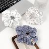 Korean New Hair Accessories Simple Garden Style Headstring Vintage Small Flora Blue Stripe Elastic Scrunchie Hair Rope