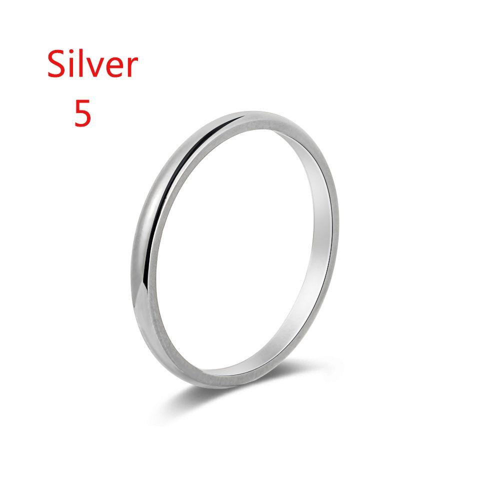Women Girl Size 3-10 Party Jewelry 2MM Thin Ring Stainless Steel Plain Band Finger Knuckle