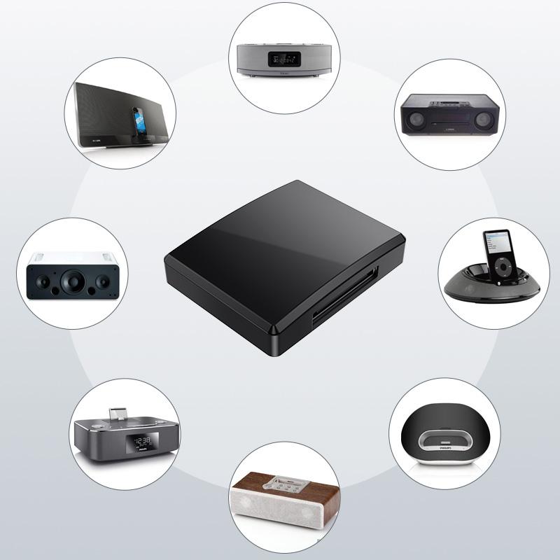 30-контактный Bluetooth 5.4 аудиоприемник A2DP музыкальный мини беспроводной адаптер для iPhone iPod 30-контактный разъем аналоговый динамик
