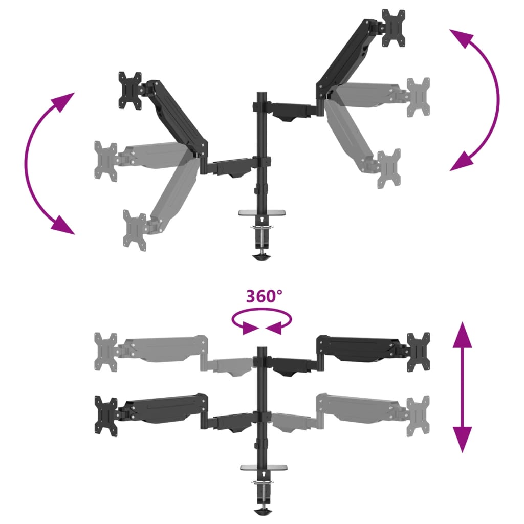 Dual Monitor Arm for Monitors up to 27 Inches Gas Spring Design 20 kg Capacity