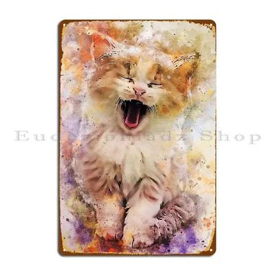 Cute Cat Metal Sign Home Painting Plaques Designer Cinema Tin Sign Poster