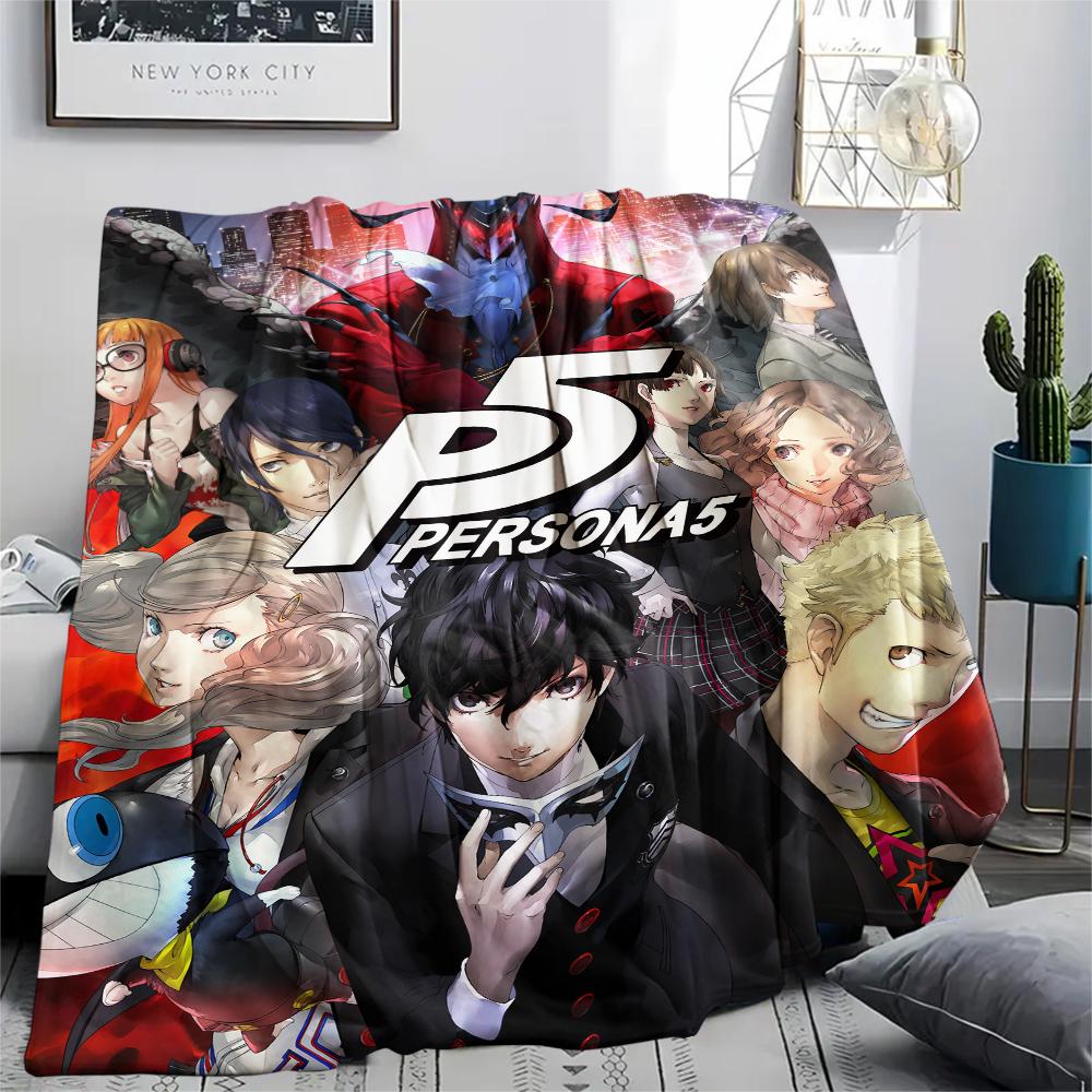1PC Persona Print Flannel Blanket, High quality Comfortable for All Seasons, Home Decor, Warmth and Comfort, Perfect for Christmas Gifts106