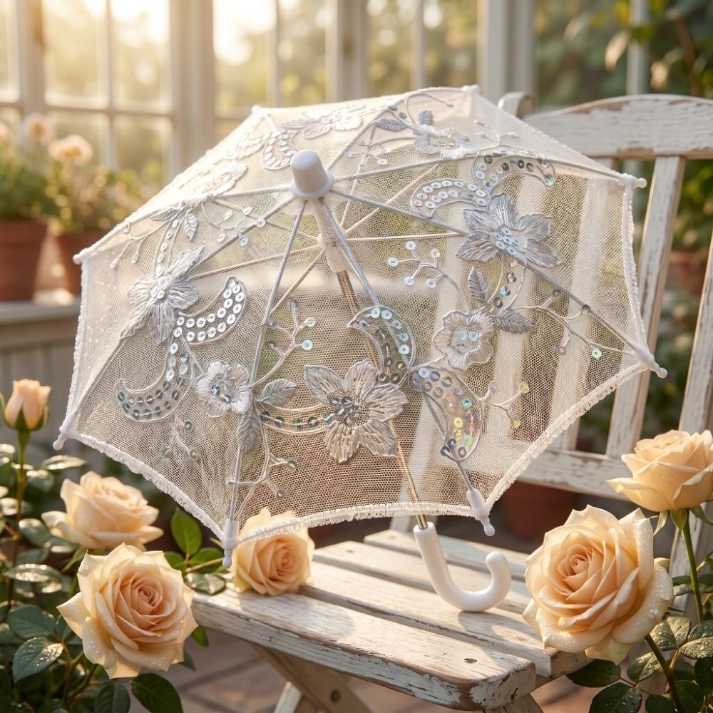 Wedding Decorative Lace Embroidered Umbrella DIY Sequin Umbrella Decorations Wedding Decor
