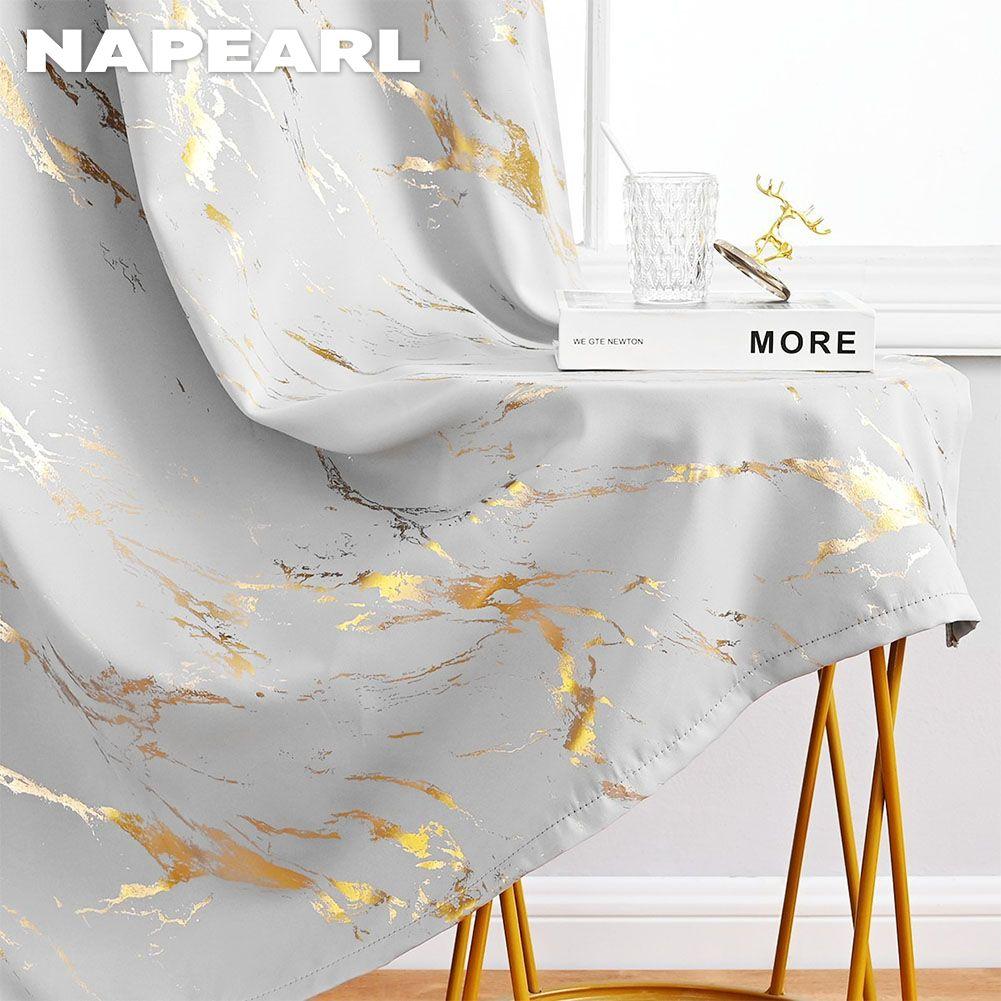 1 шт. NAPEARL 80% Затемняющие Модные и Минималистичные Шторы с Золотой и Мраморной Текстурой для Гостиной Спальни Балкона Окна Домашний Декор