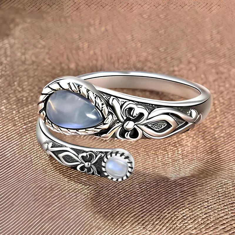Ring,moonstone Ring,adjustable Ring,boho,vintage,spoon Ring,butterfly,synthetic Stone,gift KTB