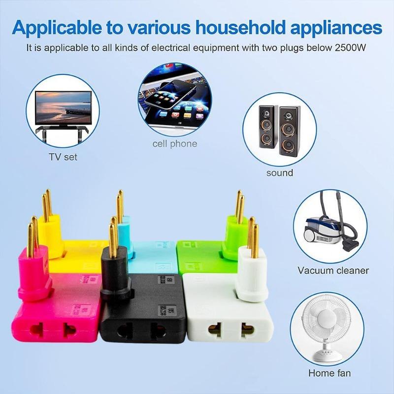 180 Degree Rotating EU Plug Converter with Three Extension Plugs, Mini Slim Wireless Outlet Adapter with Light for Convenience