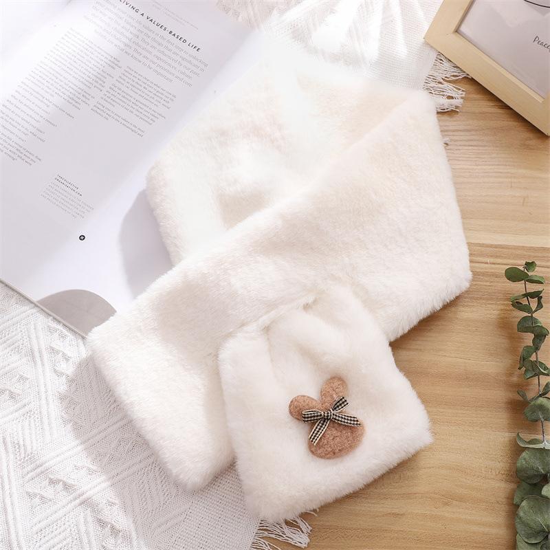 Korean version of the new imitation rabbit fur scarf cute bow rabbit autumn and winter warm neck protection student versatile cross scarf