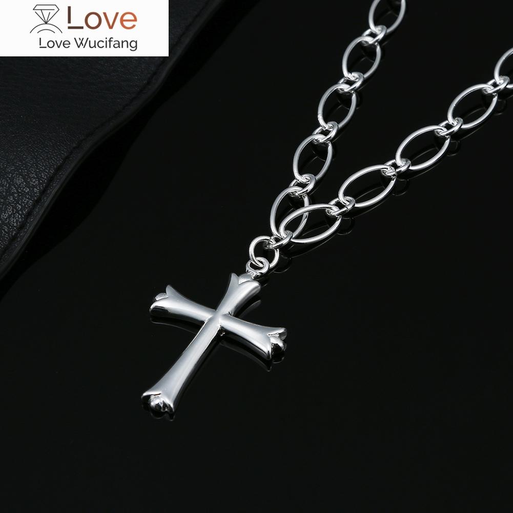 Fashion 925 Stamped Silver Classic Cross Necklace for Women Luxury Designer Jewelry Wedding Party Christmas Gifts