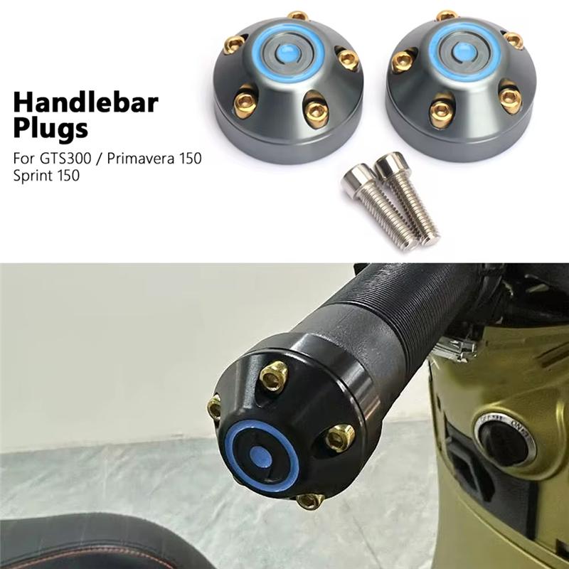 Motorcycle Handlebar Grips Slider Cap Plug Bar End Kit for Vespa Primavera 150 Sprint 150 GTS 300 GTS300