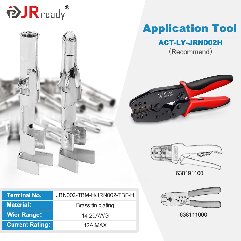 JRready ST6416 Standard.093 Pin And Socket Connectors 3 Circuits (6 Matched Sets), 14-20 AWG, Compatible With Molex Standard.093 3 Pin Male& Female