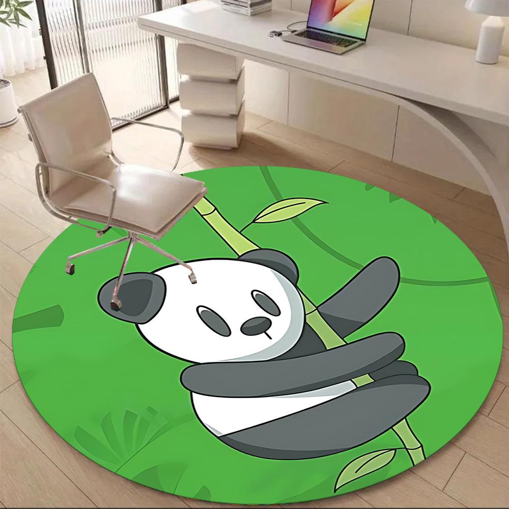 1pc Panda Bamboo Office Round Area Rug, Mat Suitable ForOffice, Under Office Chairs Bedroom Living Room Home Decor, Room Deco
