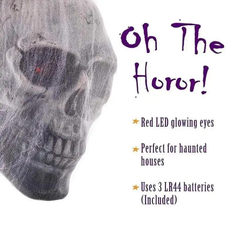 Хэллоуин Ужас Светящийся Управляемый Звуком Паук Хлопковый Череп Реквизит Дом с Привидениями Тайная Комната Двор Украшение Хэллоуин Декор