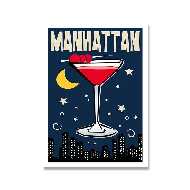 Джин Тоник Кухня Печатный Коктейль Настенная Картина Холст Картина Кухня Плакат Бар Клубная Жизнь Домашнее Украшение Мультфильм Напиток Картина