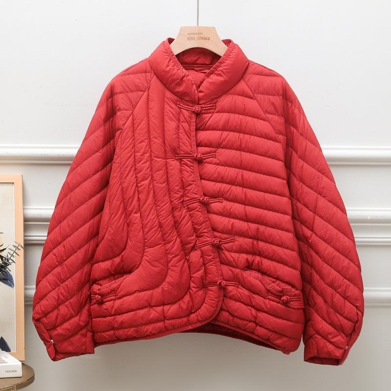 Осень и Зима Женская Ультралегкая Куртка из Белого Утиного Пуха Оверсайз Свободного Покроя Повседневная Короткая Куртка Пуховик Винтажные Женские Парки
