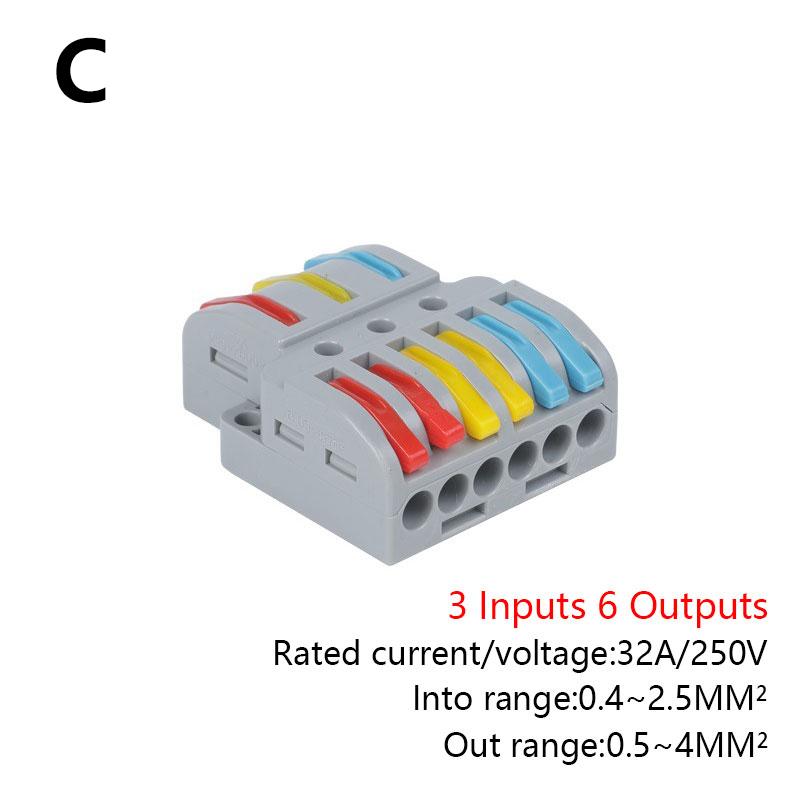 Быстрый разветвитель 2 входа 4/6 выхода 3 входа 6/9 выхода Разъем для проводов Универсальный разъем для проводного кабеля Вставной клеммный блок для проводника