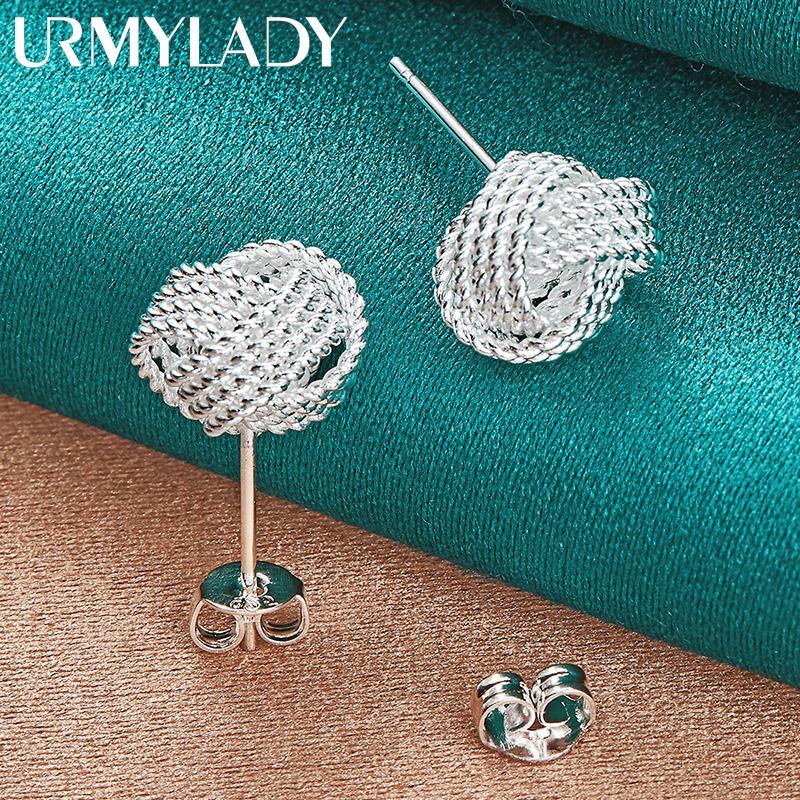 Серьги-гвоздики из стерлингового серебра 925 пробы с завязками на узле для женщин, модные очаровательные ювелирные изделия