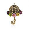 Ruili Fashionable Retro Cute Umbrella Alloy Colored Diamond Brooch Corsage Woman