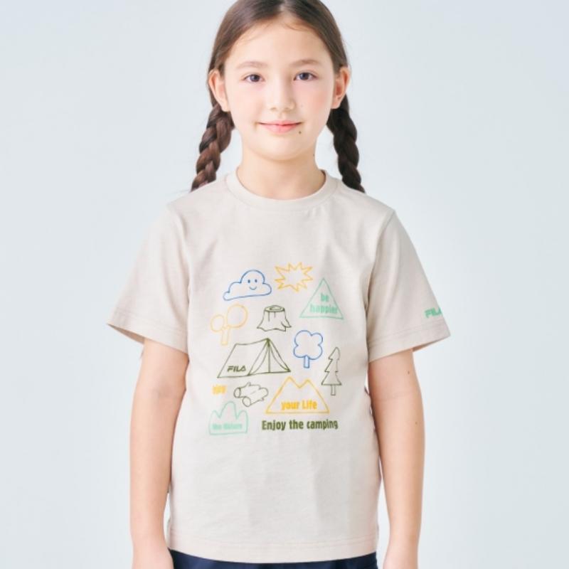 [fila Kids] Футболка с рисунком эмодзи для кемпинга Fk2rsf2204x Грустно q0zFk2rsf2204xГрустно