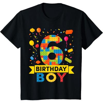 Детская футболка на 6-летие для мальчика с конструктором