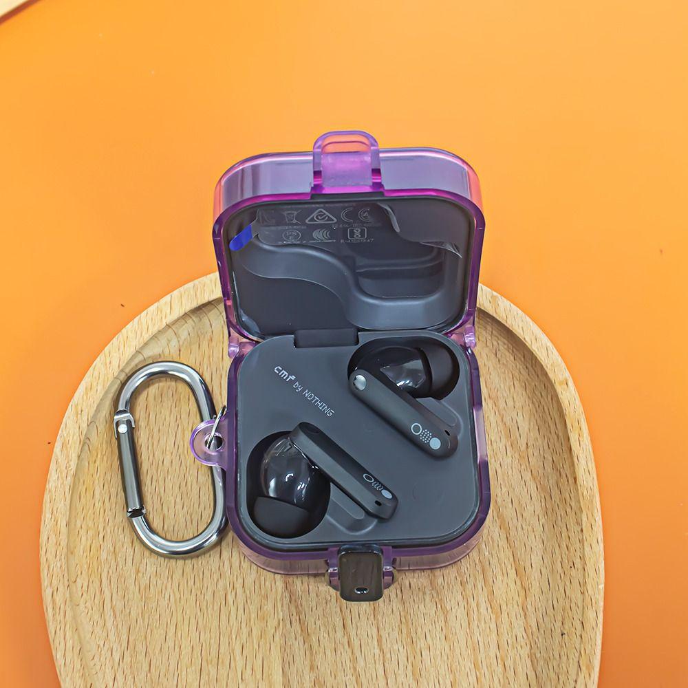 Защитный чехол для наушников CMF Buds Pro 2 с блокировкой от случайного удара и падений, прозрачный.