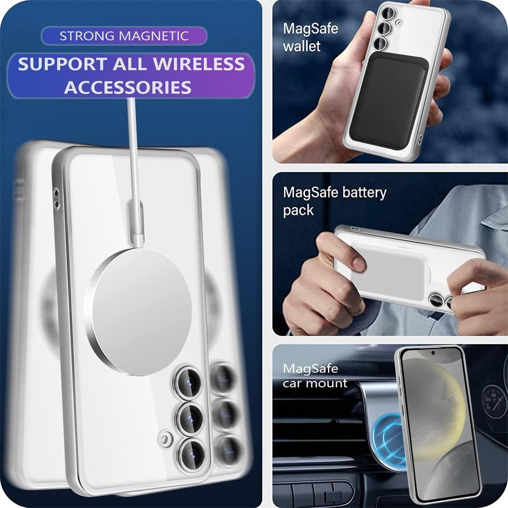 Прозрачный беспроводной чехол с покрытием для Samsung Galaxy S24 S23 S22 S21 S20 FE Ultra Plus Cover Note 20 Ultra MagSafe с магнитным корпусом из ТПУ