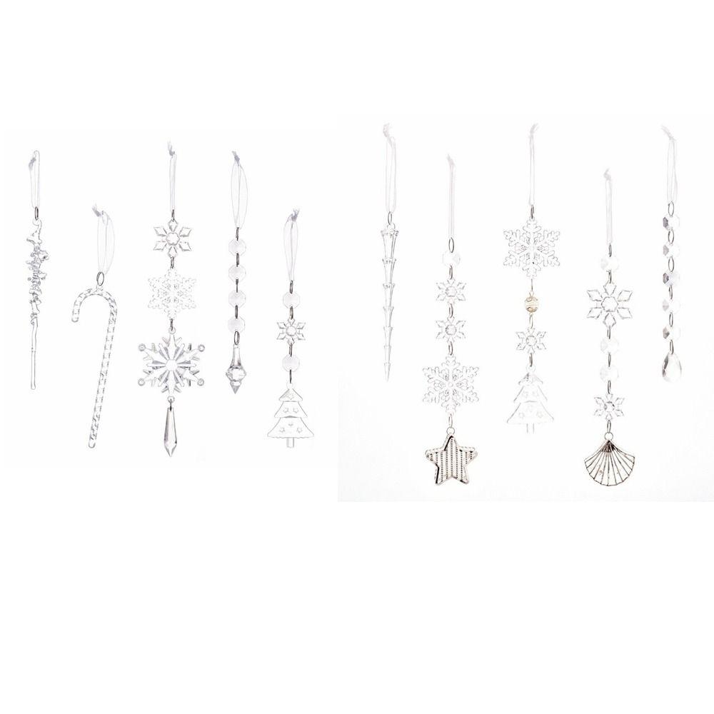 10/12pcs Snowflake Christmas Crystal Pendant Clear Acrylic Xmas Hanging Decoration Wedding