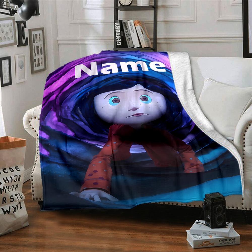 Customizable Coraline3 Throw Blanket – Personalized Name, All-Season Cozy Snug Blanket, Machine Washable, Personalized Blanket