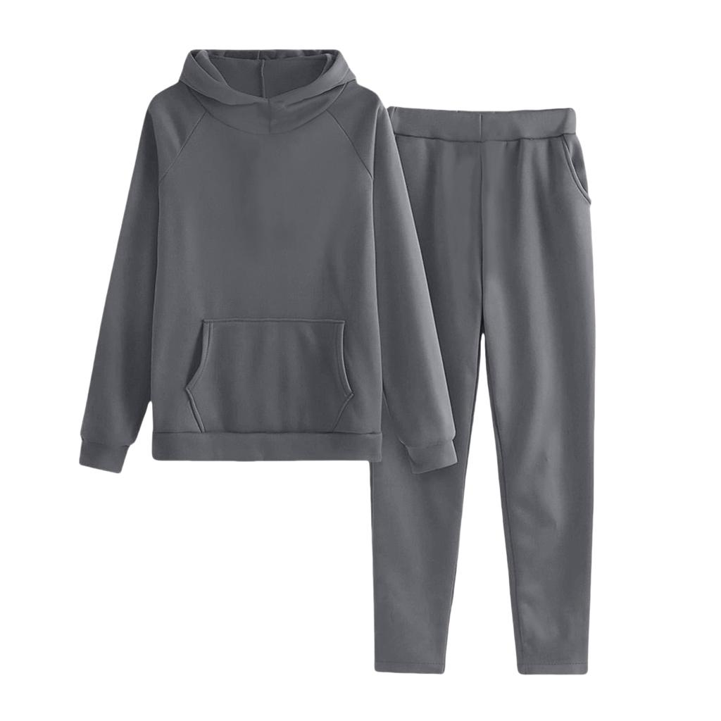 Children's Solid-color Loose Sweatshirt And Sweatpants Casual Sportswear Set