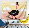 Humorous Bird Figure Tapestry Wall Hanging Art Cheerful Decorative Canvas for Home
