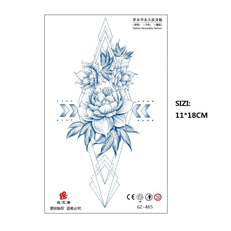 Herbal Juice Tattoo Sticker Geisha Bergamot Brahma Blossom Back Arm Back Non-Reflective Keep 15 Days Sticker