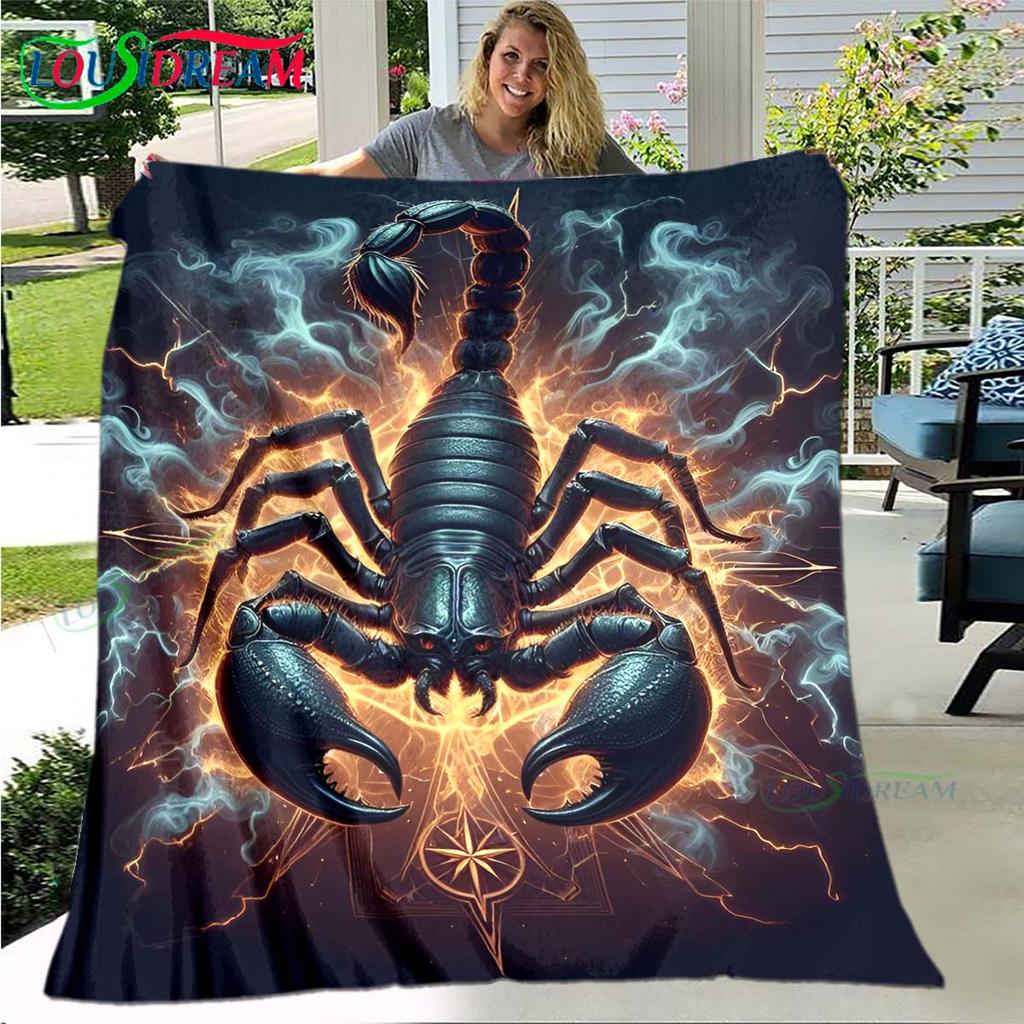 Теплое одеяло с узором скорпиона, тонкое фланелевое одеяло, портативное для дома, путешествий, офиса, одеяло для обеденного перерыва, подарок на день рождения