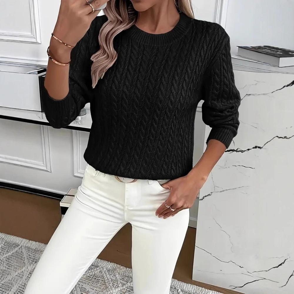 Универсальный и модный свитер с круглым вырезом для женщин на осень и зиму