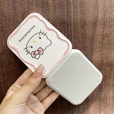 Мультяшное складное зеркало-раскладушка Sanrio Hello Kitty для макияжа с расческой, портативное, креативное, для женщин, девочек, карманное зеркало