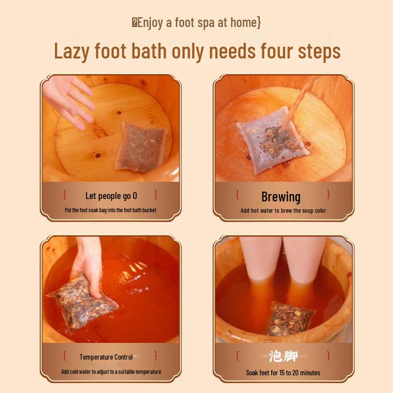 Genuine Old Beijing Herbal Foot Soak Bags with Mugwort and Ginger - Authentic Materials, Powder-Free