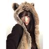 Панк Зима Универсальная Эбби Хотти Плюшевая Шапка Мех Лисы Искусственный Мех Шарф Перчатки Интегрированные Теплые