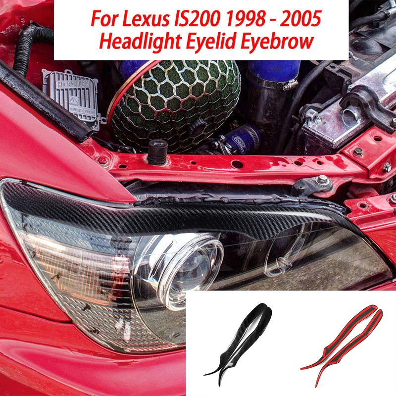 Car Headlight Eyebrow Cover Front Lamp Eyelid Decor For Lexus IS200 1998-2005 Carbon Fiber Trim Sticker 2pcs