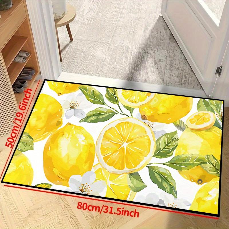 2D Flat Yellow Lemon Fruit Labrador Puppy Summer Fresh Flannel Door Mat Non Slip Citrus Pet Rug For Kitchen Entryway Floor