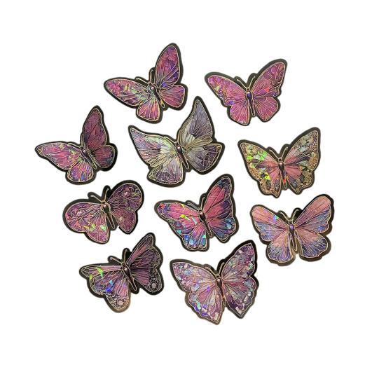 10 шт. Голографические наклейки-бабочки Водонепроницаемые ПЭТ-наклейки для ноутбуков, бутылок для воды, чехлов для телефонов, DIY-поделок, скрапбуков, журналов, винтажный богемный декор